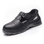 XYEHS 1266 Cow Leather Summer Breathable Safety Work Sandals with PU Outsole, Steel Toe Cap, EVA & Steel Midsole, Impact & Puncture Resistant Work Shoes, Anti-Slip Hiking Footwear