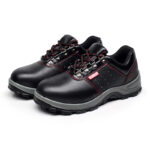 XYEHS 213-T Lightweight & Breathable Cow Leather Safety Work Shoes with PU Sole, Steel Toe Cap, Anti-Static, Impact & Puncture Resistant Work Sneakers, Anti-Slip Footwear