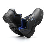 XYEHS 213-R Lightweight Cow Leather Safety Work Shoes with Rubber Sole, Steel Toe Cap, Impact & Puncture Resistant Work Sneakers, Anti-Slip Footwear