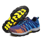 XYEHS 219 Fly Woven Fabric Breathable Safety Work Shoes, Steel Toe Cap & Steel Mid-Sole, Impact & Puncture Resistant Work Sneakers, Anti-Skidding, Rubber Sole, Mesh Lining - Image 2