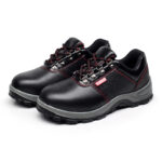 XYEHS 213-S Lightweight Cow Leather Safety Work Shoes with PU Sole, Steel Toe Cap, Anti-Static, Impact & Puncture Resistant Work Sneakers, Anti-Slip Footwear