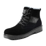 XYEHS 303-W Suede Cow Leather Winter Thermal Safety Work Shoes with PU Sole & Fleece, Steel Toe Cap & Steel Plate Mid Sole, Impact & Puncture Resistant Mid-Top Work Sneakers, Anti-Slip Footwear - Image 3