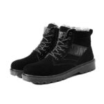 XYEHS 303-W Suede Cow Leather Winter Thermal Safety Work Shoes with PU Sole & Fleece, Steel Toe Cap & Steel Plate Mid Sole, Impact & Puncture Resistant Mid-Top Work Sneakers, Anti-Slip Footwear