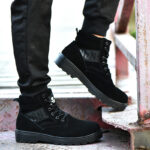 XYEHS 303-S Suede Cow Leather Safety Work Shoes with PU Sole, Steel Toe Cap & Steel Plate Mid Sole, Impact & Puncture Resistant Mid-Top Work Sneakers, Anti-Slip Footwear - Image 3