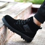 XYEHS 303-S Suede Cow Leather Safety Work Shoes with PU Sole, Steel Toe Cap & Steel Plate Mid Sole, Impact & Puncture Resistant Mid-Top Work Sneakers, Anti-Slip Footwear - Image 2