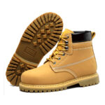 XYEHS 305 Nubuck Leather Insulated Safety Work Shoes, Thickened Tendon Outsole, Steel Toe Cap & Steel Plate Mid Sole, Impact & Puncture Resistant Work Sneakers, Anti-Static, Abrasion Resistant & Anti-Slip Footwear