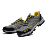 XYEHS 1265 Breathable Fly Woven Cowhide Leather Safety Work Shoes with Rubber Sole, Anti-Slip Climbing Footwear, Steel Toe Cap, Impact & Puncture Resistant Work Sneakers - Image 9