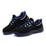 XYEHS 607-BLS Suede Cow Leather Safety Work Shoes with Blue PU Sole, Steel Toe Cap & Steel Plate Mid Sole, Impact & Puncture Resistant Work Sneakers, Anti-Slip Footwear - Image 2