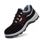 XYEHS 607-W Suede Cow Leather Winter Thermal Safety Work Shoes with PU Sole & Fleece, Steel Toe Cap & Steel Plate Mid Sole, Impact & Puncture Resistant Work Sneakers, Anti-Slip Footwear - Image 2