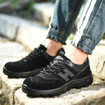 XYEHS 619 Suede Cow Leather Safety Work Shoes with PU Sole, Steel Toe Cap & Steel Plate Mid Sole, Impact & Puncture Resistant Work Sneakers, Anti-Slip Footwear - Image 8