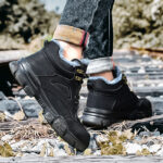 XYEHS 633-F Mid-Top Winter Cow Leather Safety Work Shoes with Inner Fleece, EVA Outsole & Aramid Midsole, Steel Toe Cap, Impact & Puncture Resistant Work Sneakers, Cold Resistant Footwear - Image 3