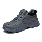 XYEHS 633-G Cow Leather Safety Work Shoes with EVA Outsole & Aramid Midsole, Steel Toe Cap, Impact & Puncture Resistant Work Sneakers, Anti-Slip Footwear