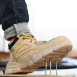 XYEHS 633-H Mid-Top Cow Leather Safety Work Shoes with EVA Outsole & Aramid Midsole, Steel Toe Cap, Impact & Puncture Resistant Work Sneakers, Anti-Slip Footwear - Image 3