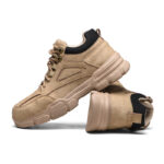 XYEHS 633-H Mid-Top Cow Leather Safety Work Shoes with EVA Outsole & Aramid Midsole, Steel Toe Cap, Impact & Puncture Resistant Work Sneakers, Anti-Slip Footwear - Image 4