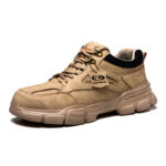 XYEHS 633-L Low Profile Cow Leather Safety Work Shoes with EVA Outsole & Aramid Midsole, Steel Toe Cap, Impact & Puncture Resistant Work Sneakers, Anti-Slip Footwear