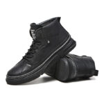 XYEHS 653 Lightweight Cowhide Leather Safety Work Shoes with Rubber Sole & Aramid Midsole, Steel Toe Cap, Impact & Puncture Resistant Work Sneakers, Anti-Slip Footwear - Image 3