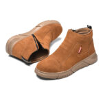 XYEHS 655 Suede Cow Leather Safety Work Boots with Rubber Outsole, Steel Toe Cap & Aramid Midsole, Heat Resistant Welding Boots, Impact & Puncture Resistant Industrial Insulated Shoe - Image 5