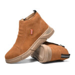 XYEHS 655 Suede Cow Leather Safety Work Boots with Rubber Outsole, Steel Toe Cap & Aramid Midsole, Heat Resistant Welding Boots, Impact & Puncture Resistant Industrial Insulated Shoe - Image 3