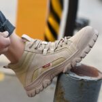 XYEHS 667 Suede Cow Leather & Oxford Fabric Safety Work Shoes with Rubber Sole & Aramid Midsole, Steel Toe Cap, Impact & Puncture Resistant Work Sneakers Footwear - Image 2