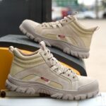 XYEHS 667 Suede Cow Leather & Oxford Fabric Safety Work Shoes with Rubber Sole & Aramid Midsole, Steel Toe Cap, Impact & Puncture Resistant Work Sneakers Footwear - Image 3