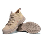 XYEHS 667 Suede Cow Leather & Oxford Fabric Safety Work Shoes with Rubber Sole & Aramid Midsole, Steel Toe Cap, Impact & Puncture Resistant Work Sneakers Footwear - Image 4