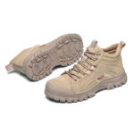 XYEHS 667 Suede Cow Leather & Oxford Fabric Safety Work Shoes with Rubber Sole & Aramid Midsole, Steel Toe Cap, Impact & Puncture Resistant Work Sneakers Footwear - Image 5