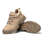 XYEHS 668 Suede Cow Leather & Oxford Fabric Safety Work Shoes with Rubber Sole & Aramid Midsole, Steel Toe Cap, Impact & Puncture Resistant Work Sneakers Footwear