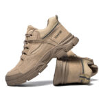 XYEHS 668 Suede Cow Leather & Oxford Fabric Safety Work Shoes with Rubber Sole & Aramid Midsole, Steel Toe Cap, Impact & Puncture Resistant Work Sneakers Footwear - Image 5