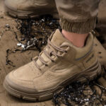 XYEHS 668 Suede Cow Leather & Oxford Fabric Safety Work Shoes with Rubber Sole & Aramid Midsole, Steel Toe Cap, Impact & Puncture Resistant Work Sneakers Footwear - Image 3