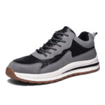 XYEHS 676 Suede Pigskin Leather Safety Work Shoes with Rubber Outsole & Aramid Midsole, Steel Toe Cap, Impact & Puncture Resistant Work Sneakers, Anti-Slip Footwear