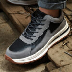 XYEHS 676 Suede Pigskin Leather Safety Work Shoes with Rubber Outsole & Aramid Midsole, Steel Toe Cap, Impact & Puncture Resistant Work Sneakers, Anti-Slip Footwear - Image 2