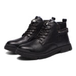 XYEHS 678-MF Cowhide Leather Mid-Top Safety Work Shoes with Fleece, Rubber Outsole & Aramid Midsole, Steel Toe Cap, Cold Resistant, Impact & Puncture Resistant Work Sneakers, Anti-Slip Boots - Image 7