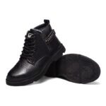 XYEHS 678-MF Cowhide Leather Mid-Top Safety Work Shoes with Fleece, Rubber Outsole & Aramid Midsole, Steel Toe Cap, Cold Resistant, Impact & Puncture Resistant Work Sneakers, Anti-Slip Boots - Image 8