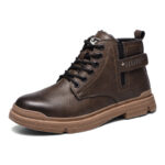 XYEHS 678-MF Cowhide Leather Mid-Top Safety Work Shoes with Fleece, Rubber Outsole & Aramid Midsole, Steel Toe Cap, Cold Resistant, Impact & Puncture Resistant Work Sneakers, Anti-Slip Boots