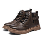 XYEHS 678-M Cowhide Leather Mid-Top Safety Work Shoes with Rubber Outsole & Aramid Midsole, Steel Toe Cap, Impact & Puncture Resistant Work Sneakers, Anti-Slip Boots - Image 6