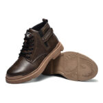 XYEHS 678-M Cowhide Leather Mid-Top Safety Work Shoes with Rubber Outsole & Aramid Midsole, Steel Toe Cap, Impact & Puncture Resistant Work Sneakers, Anti-Slip Boots - Image 7