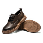 XYEHS 678-L Cowhide Leather Safety Work Shoes with Rubber Sole & Aramid Midsole, Steel Toe Cap, Impact & Puncture Resistant Work Sneakers, Anti-Slip Footwear - Image 4