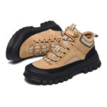 XYEHS 683 Suede Cow Leather Safety Work Shoes with Rubber Outsole, Steel Toe Cap & Aramid Midsole, Heat Resistant Mid-Top Welding Shoes, Impact & Puncture Resistant Industrial Insulated Footware - Image 4