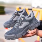 XYEHS 685 Suede Cow Leather Safety Work Shoes with Rubber Outsole, Steel Toe Cap & Aramid Midsole, Heat Resistant Mid-Top Welding Shoes, Impact & Puncture Resistant Industrial Insulated Footwear - Image 5