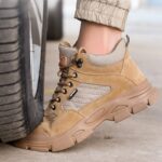 XYEHS 685 Suede Cow Leather Safety Work Shoes with Rubber Outsole, Steel Toe Cap & Aramid Midsole, Heat Resistant Mid-Top Welding Shoes, Impact & Puncture Resistant Industrial Insulated Footwear - Image 2