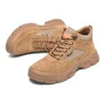 XYEHS 685 Suede Cow Leather Safety Work Shoes with Rubber Outsole, Steel Toe Cap & Aramid Midsole, Heat Resistant Mid-Top Welding Shoes, Impact & Puncture Resistant Industrial Insulated Footwear - Image 6