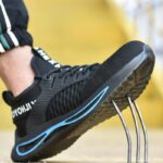 XYEHS 803 Lightweight & Breathable Fly Woven Fabric Safety Shoes, Anti-Slip Work Sneakers, Steel Toe Cap, Aramid Mid-Sole, Rubber Outsole, Impact & Puncture Resistant - Image 2