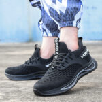 XYEHS 803 Lightweight & Breathable Fly Woven Fabric Safety Shoes, Anti-Slip Work Sneakers, Steel Toe Cap, Aramid Mid-Sole, Rubber Outsole, Impact & Puncture Resistant - Image 4