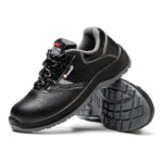 XYEHS GB-1722N Split Cow Leather Safety Work Shoes with Steel Toe Cap & Steel Plate, Impact & Puncture Resistant Work Sneakers, Anti-Skidding Footwear, Dual-Density PU Outsole, High-Density Mesh