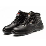 XYEHS GB-1723M Split Cow Leather & Artificial Woof Mid-Top Safety Work Shoes with Steel Toe Cap & Steel Plate, Cold Resistant, Impact & Puncture Resistant Work Sneakers, Anti-Skidding Footwear, Dual-Density PU Outsole, High-Density Mesh