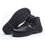 XYEHS GB-1723 Split Cow Leather Mid-Top Safety Work Shoes with Steel Toe Cap & Steel Plate, Impact & Puncture Resistant Work Sneakers, Anti-Skidding Footwear, Dual-Density PU Outsole, High-Density Mesh - Image 2