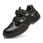 XYEHS GB-2109 Split Cow Leather Safety Work Shoes with Steel Toe Cap, Impact & Puncture Resistant Work Sneakers, Anti-Slip Footwear, Breatheable Ventilation Holes, Dual-Density PU Outsole, High-Density Mesh - Image 4