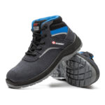 XYEHS GB-2106 Suede Cow Leather Safety Work Shoes, European Standard Steel Toe Cap & Steel Plate, Impact & Puncture Resistant Work Sneakers, Anti-Slip Mid Tops, Dual PU Outsole Footwear