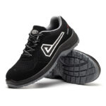 XYEHS GB-2121 Microfiber Leather Safety Work Shoes with Netting, 6KV Insulation Resistance, Fiberglass Toe Cap, 6KV Insulation, Impact & Puncture Resistant Work Sneakers, Anti-Slip Footwear, Dual-Density PU Outsole