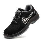 XYEHS GB-2121 Microfiber Leather Safety Work Shoes with Netting, 6KV Insulation Resistance, Fiberglass Toe Cap, 6KV Insulation, Impact & Puncture Resistant Work Sneakers, Anti-Slip Footwear, Dual-Density PU Outsole - Image 4